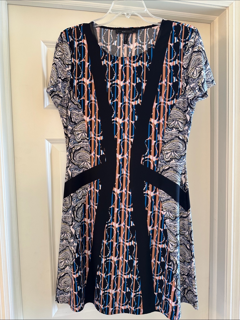 BCBGMaxAzria Paisley & Stripe  Dress with Pink/blue/tan Accents